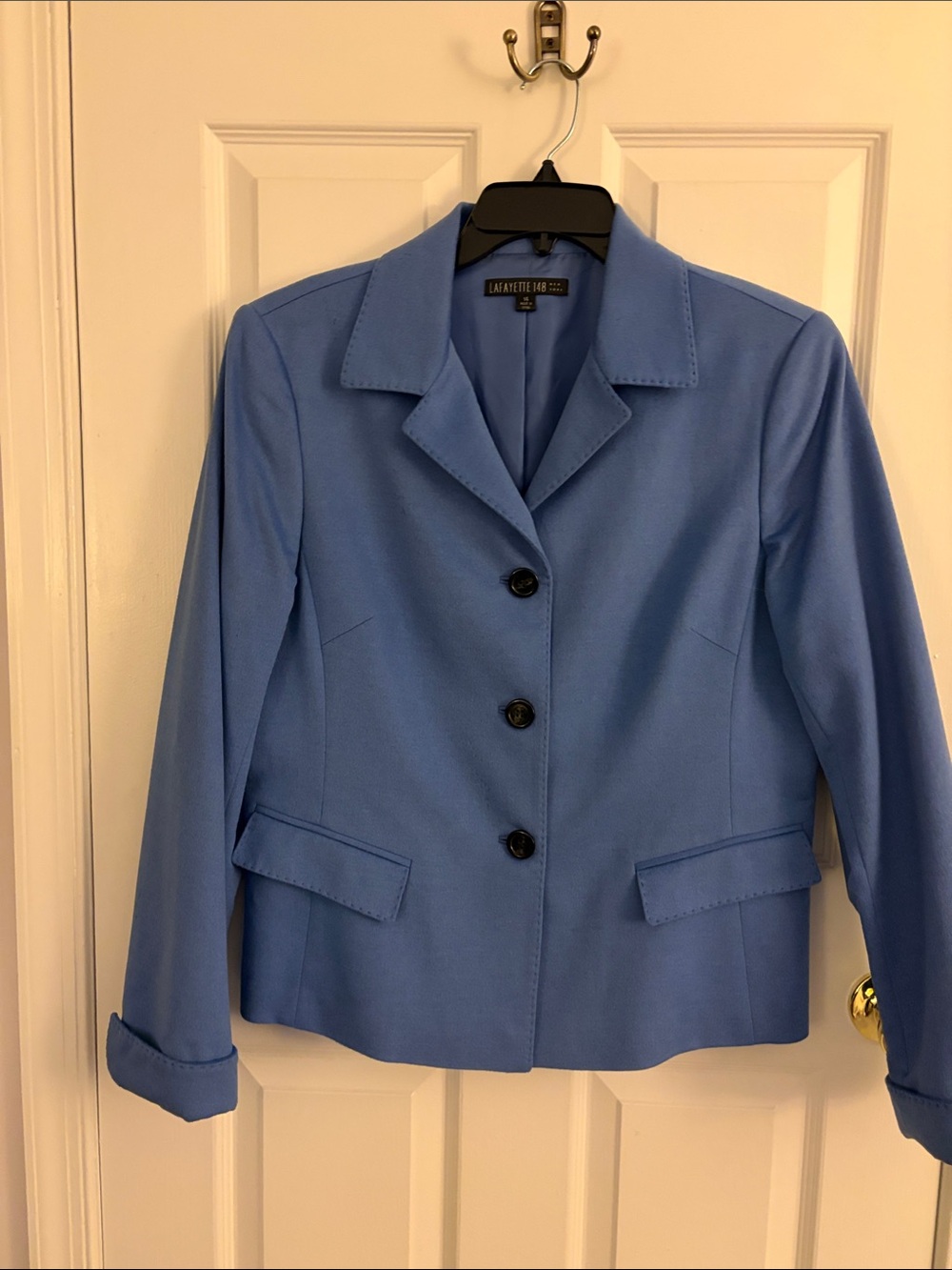 Lafayette 148 New York Periwinkle Blue Three-Button Tailored Blazer